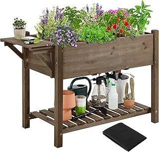 Yaheetech Blumenkasten mit klappbare Tischplatte, Pflanzkasten mit 8 geteilten Fächern, Hochbeet…