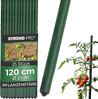 STREND PRO Pflanzstäbe 120 cm – 25 STK. Set | Ø 20 mm Stahl + Kunststoff | Rankstab für Blumen…
