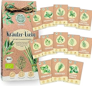 Bio Kräuter Samen Set – 12 ein-/mehrjährige Kräutersamen in samenfester Qualität |für gesu…