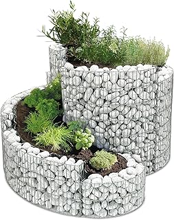 bellissa – Gabionen Kräuterspirale verzinkt 110x90x60cm – Kräuterschnecke Bausatz – Hochbeet …