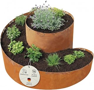 bellissa – Kräuterspirale Cortenstahl 130x140x80 cm – Kräuterschnecke 5-teiliger Bausatz – Ho…