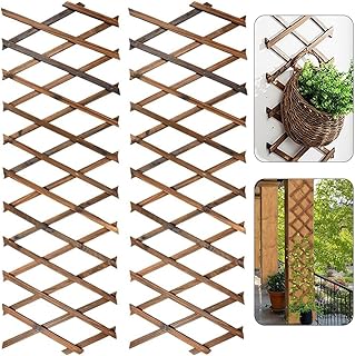 LATERN 2 Stück Erweiterbares Pflanzenspalier, 180CM x 30CM Holzgitter Gartenzaunspalier Vertikal…
