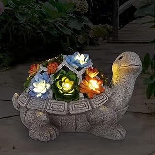 Yeomoo Solar Schildkröte Figur Gartendeko mit Sukkulenten LED, Geschenkidee | Charmante Solar Ga…