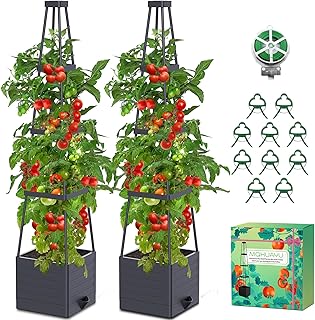 145cm Tomatentopf, 2 Pack Selbstbewässerung Tomatentopf mit Rankhilfe,Tomaten Rankhilfe mit Wass…