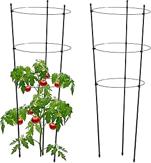 Relaxdays Rankhilfe 2er Set, Metall & Kunststoff, 76 cm hoch, 3 verstellbare Ringe, Rankstütze K…