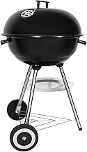 Holzkohlegrill Kugelgrill mit Deckel φ 41 cm, Höhe 70 cm, Schwarz | Rundgrill mit Doppelräder,…