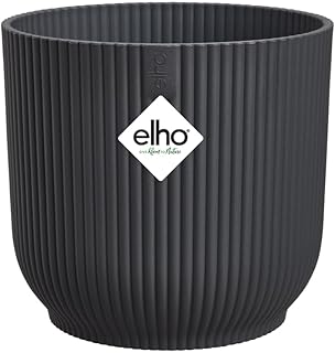 elho Vibes Fold Rund 14cm Blumentopf – Anthracite | ∅ 14.125 x H 12.936 cm | für den Innenbere…