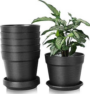 KUOGAS 6 Stück Kunststoff Blumentopf,Blumentopf mit Untersetzer, 20cm Pflanzentopf Mit Mehreren …