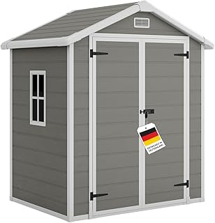 STEELSØN Novara Gerätehaus – Gartenschuppen mit Satteldach & Fenster – Gartenhaus 210x134x1…