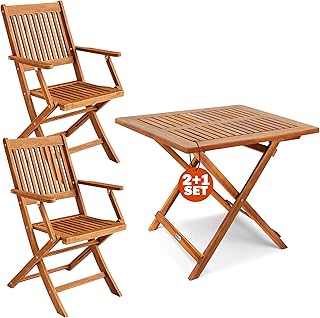 Casaria® Balkonmöbel Set 2 Personen Wetterfest Holz FSC®-zertifizierte Stühle Klappbar 160kg …