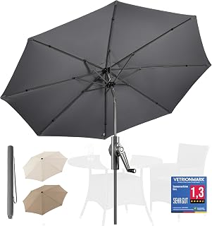 4smile Sonnenschirm 300 cm, mit Kurbel – großer Sonnenschirm Balkon für die Terrasse, mit UV …