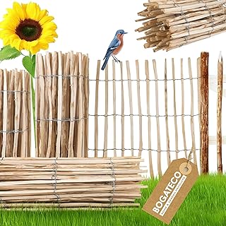 BOGATECO Staketenzaun Haselnuss Kastanie | Holz-Zaun 100 cm Hoch & 500 cm Lang | Lattennabstand 7…