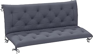 Outsunny 3 Sitzer Bankauflage 150 x 98 x 8 cm Sitzkissen mit Bändern Rückenkissen für Indoor/O…