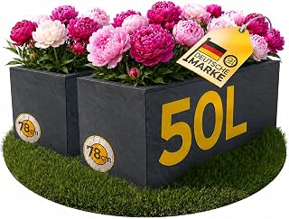 Ondis24 2X Pflanzkübel Vulkano, je 50L Pflanzvolumen, rechteckig, Blumenkasten mit Wasserspeiche…