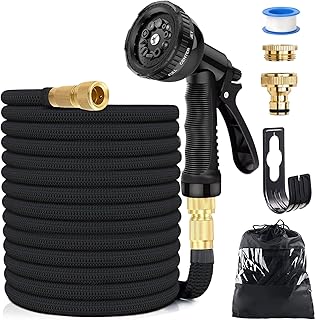 30M/100FT Flexibler Gartenschlauch, Wasserschlauch Dehnbar mit 8 Modi Wassersprühpistole, Adapte…