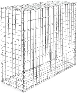 Wiltec Gabione 100 x 100 x 30 cm aus Drahtgitter, feuerverzinkter Gabionenzaun, Steinkorb für Ga…