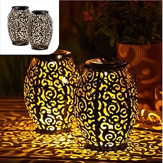 Gadgy Orientalische Solarlampen 2er Set – Marokkanische Laternen für Außen – Wasserdichte L…