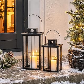 Mojawo 2er XXL Set Gartenlaterne Windlicht Laterne Laternen Metalllaterne Set Dekoration Außen M…