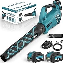 Akku Laubbläser, 3-Gang Kabelloser Elektrischer Laubbläser mit 2X 4.0Ah/21V Batterien, 1200m³/…