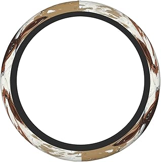 Braun-weiße Laufmilch 38,1 cm Druck elastische Lenkradhülle Universal, rutschfest, elastisch, a…