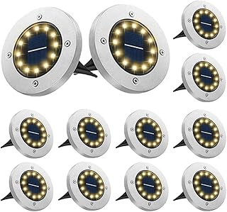 Bowfar 12 Stück Solar Bodenleuchten Aussen, Solarleuchten Garten mit 12 LEDs für Außen, 3000K …