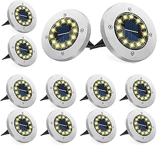 Bzavor 12 Stück Solar Bodenleuchten Aussen, 12 LEDs Solarlampen für Außen Garten Wetterfest,30…
