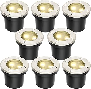 Herrselsam Bodeneinbaustrahler Aussen Led Runde 8er set Led Bodenstrahler Warmweiß Bodenlampe IP…