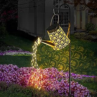 DeepDream Solar Gießkanne Lichterkette Aussen, LED Außen Solarlampen Wasserdicht Gartendeko Gie…
