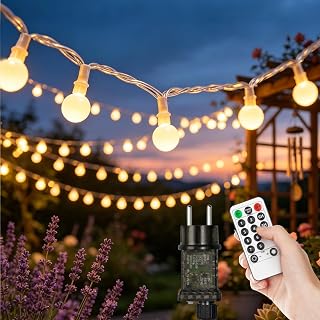 LED Lichterkette Outdoor 15m 100 LEDs – IP44 wasserdicht für Garten & Balkon, Warmweiß mit 8 …