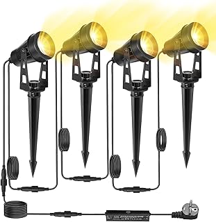 Gartenstrahler LED Außen Wasserdicht, 14 Meter 4-in-1 Bodenstrahler, 3000K Warmweiß, 12V IP65, …