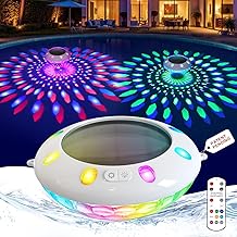 AearKing Schwimmende Poolleuchten mit Fernbedienung,Pool Lichter Schwimmend Solar mit RGB-Lichtef…