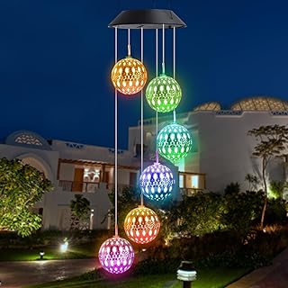 iShabao Marokkanische Solar Windspiel Garten, 6 LED Solar Windspiel für Draußen Wasserfest, Mut…