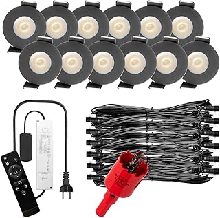 S-Polytec PREMIUM Mini LED- Einbauspots Kaltweiss 6.000K, DIMMBAR, IP65, FUNK 3W Einbaustrahler T…