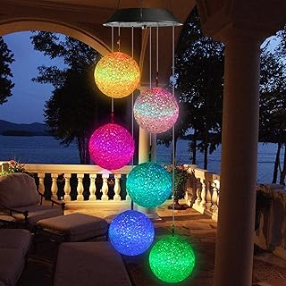 iShabao Solar Windspiel Garten, 6 LED Kugel Solar Farbwechsel, Muttertagsgeschenke, Geschenke fü…