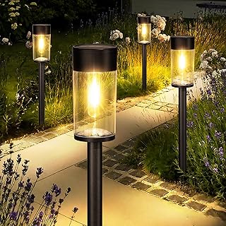 UME 6er-Set Solar-Wegeleuchten für den Außenbereich, IP65 wasserdicht, automatisch Ein/Aus, 300…