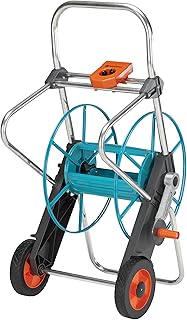 Gardena Metall Schlauchwagen 100: Stabile, beschichtete Schlauchtrommel, abgewinkelter Schlauchan…