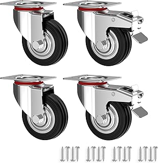 RAVN HAMAN 4er Set Transportrollen 75 mm – Schwerlastrollen mit Bremse bis 50 kg pro Rad – Lenkro…