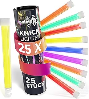 molinoRC 25x SUPER HELLE Knicklichter – Power Leuchtstab in 6 Farben für Party, Festival, Campin…