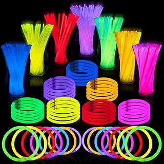 JOYIN 300pcs Knicklichter party set, Neon Leuchtstäbe Party Deko, 20.3 cm Leuchtstäbe, Armbänd…