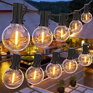 LED Lichterkette Außen, GPATIO 30M Lichterkette außen strom mit 50+2 Stk. Warmweiße G40 Glühb…