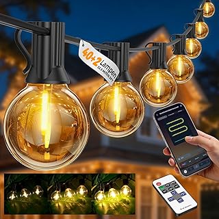 Lichterkette Außen 33,3M – Outdoor LED Lichterketten Aussen Strom App & FB(Doppelsteuerung), G40…