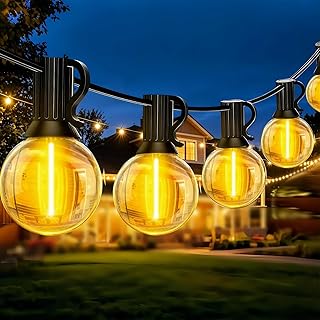 Lichterkette Außen, 15M LED Lichterkette Outdoor mit 25+1 G40 Glühbirnen Plastik, Wasserdicht I…