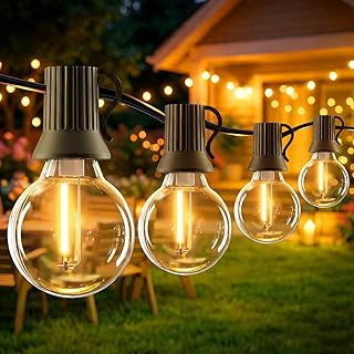 Lichterkette Außen Outdoor LED Strom,20M Aussen Beleuchtung G40 mit Stecker & Timer,8Modi,IP44 W…