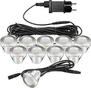 Auting Terrassen Einbaustrahler, 10er Set LED Bodeneinbaustrahler Warmweiß IP67 wasserdicht Terr…