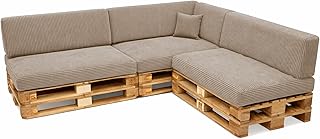 POKAR Palettenkissen 8er Set: 3X Sitzkissen 120×80 + 3X Rückenkissen 120×40 + Seitenkissen + Dek…