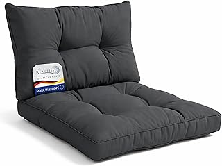 Beautissu Lounge Auflagen Set Sitzkissen 50×50 cm & Rückenkissen 50×40 cm Anthrazit – Bequemes…