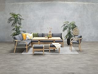 Garden Impressions Hohe Dining Holz Lounge Santos Links mit XXL Tisch | Wasserabweisende Kissen i…