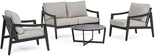 Casa Padrino Luxus Gartenmöbel Set Grau/Anthrazit – 1 Luxus Gartensofa & 2 Luxus Gartensessel & …