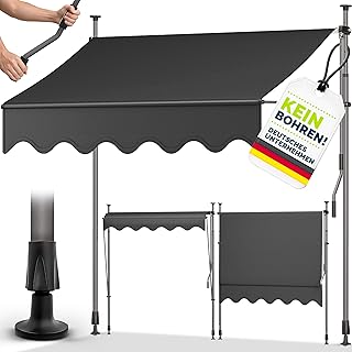 tillvex Klemmmarkise mit Handkurbel Balkon | Balkonmarkise ohne Bohren | Markise UV-beständig & …