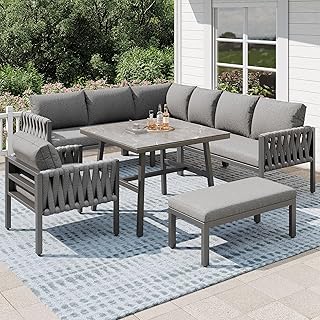 Merax Gartenmöbel Set 8-9 Personen, Sitzgruppe Gartenlounge Set mit Kissen & Tisch, Outdoor Ecks…